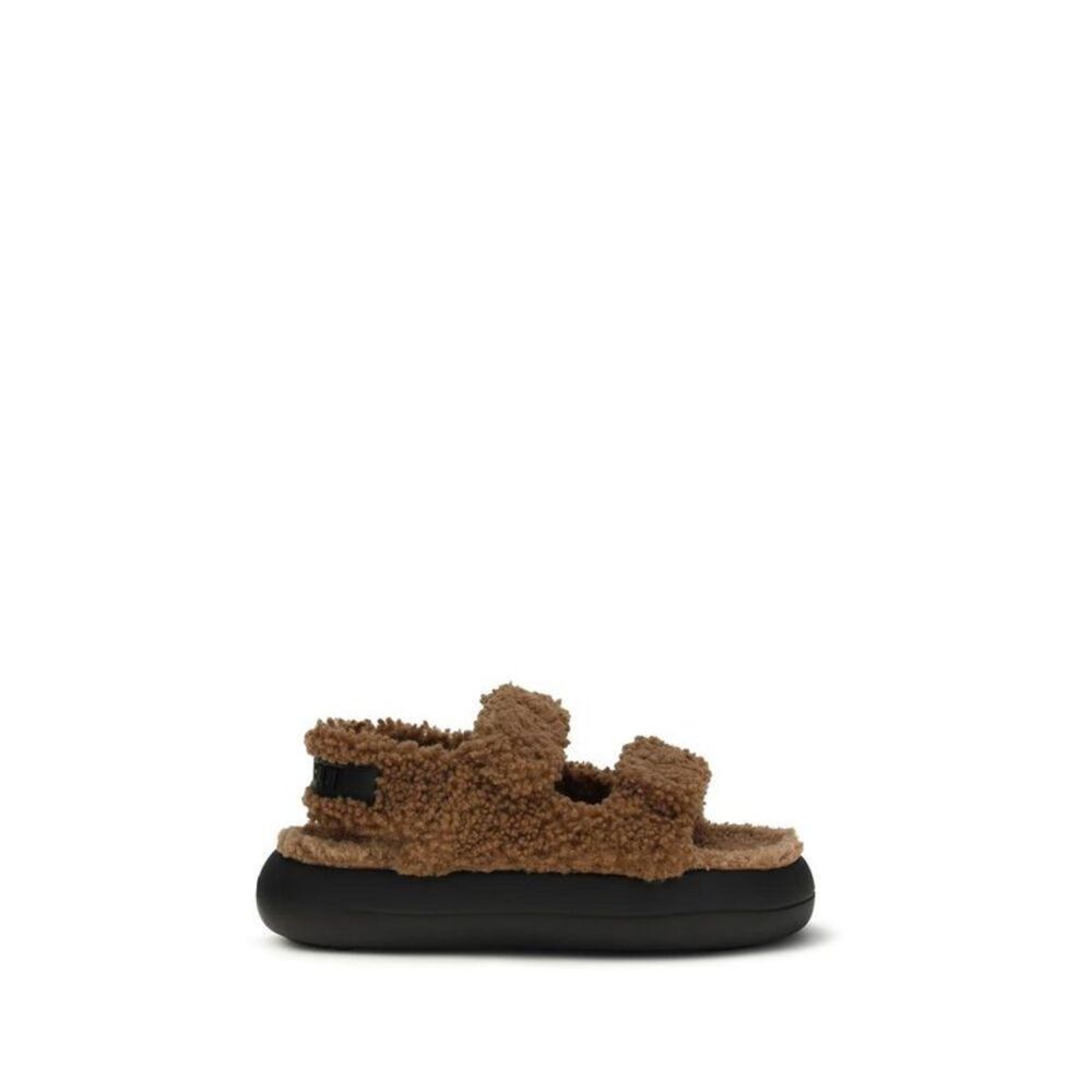 Moon Boot Calf Leather Bos Taurus Slippers Women Brown Sandals